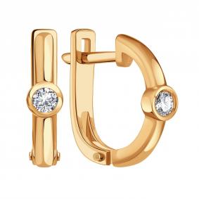 Золотые серьги Karatov Т10102Г429 с бриллиантом Т10102Г429 фото