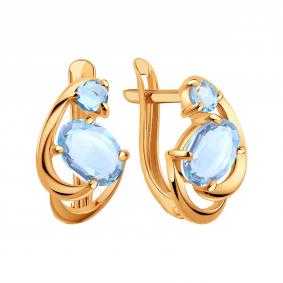 Золотые серьги Karatov Т10102Е257 с топазом Т10102Е257 фото