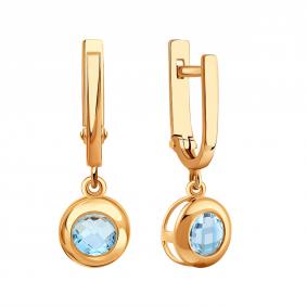 Золотые серьги Karatov Т10102Е270 с топазом Т10102Е270 фото