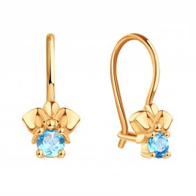 Золотые серьги Karatov Т10102Е281 с топазом Т10102Е281 фото