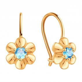 Золотые серьги Karatov Т10102Е282 с топазом Т10102Е282 фото