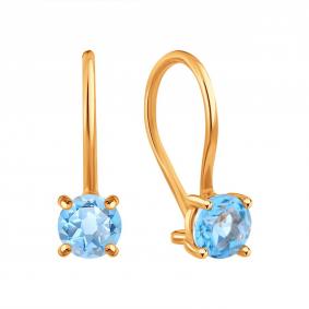 Золотые серьги Karatov Т10102Е519 с топазом Т10102Е519 фото