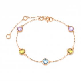Золотой браслет Karatov Т10110881 с топазом, аметистом и цитрином Т10110881 фото
