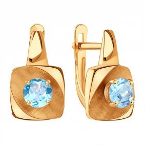 Золотые серьги Karatov Т10162Е315 с топазом Т10162Е315 фото