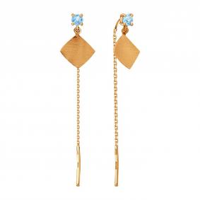 Золотые серьги Karatov Т10162Е316 с топазом Т10162Е316 фото