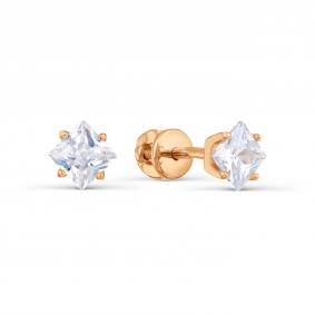 Золотые серьги Karatov Т102022726 с фианитом Т102022726 фото