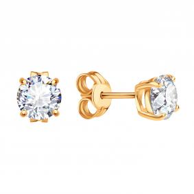 Золотые серьги Karatov Т102022738 с фианитом Т102022738 фото