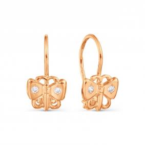 Золотые серьги Karatov Т10202610 с фианитом Т10202610 фото