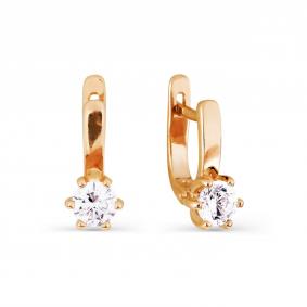 Золотые серьги Karatov Т102026657 с фианитом Т102026657 фото