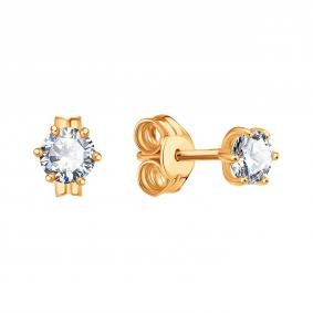 Золотые серьги Karatov Т102028263 с фианитом Т102028263 фото
