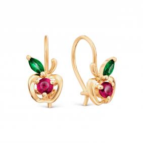 Золотые серьги Karatov Т102028330 с фианитом Т102028330 фото