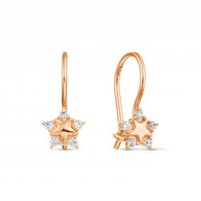 Золотые серьги Karatov Т102029015 с фианитом Т102029015 фото