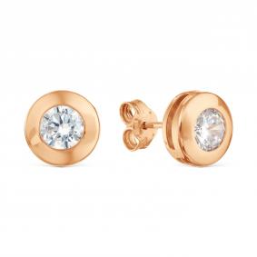 Золотые серьги Karatov Т102029077 с фианитом Т102029077 фото