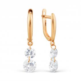 Золотые серьги Karatov Т102029302 с фианитом Т102029302 фото