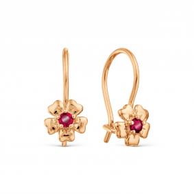 Золотые серьги Karatov Т10202Б233 с фианитом Т10202Б233 фото