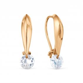 Золотые серьги Karatov Т10202Б787 с фианитом Т10202Б787 фото