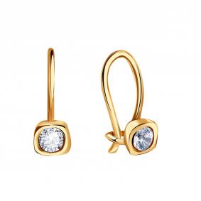 Золотые серьги Karatov Т10202В267 с фианитом Т10202В267 фото