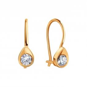 Золотые серьги Karatov Т10202В268 с фианитом Т10202В268 фото