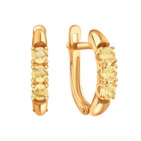 Золотые серьги Karatov Т10202В463 с фианитом Т10202В463 фото