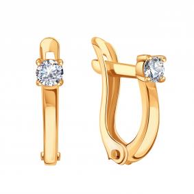 Золотые серьги Karatov Т10202В674 с фианитом Т10202В674 фото