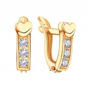 Золотые серьги Karatov Т10202В680 с фианитом Т10202В680 фото