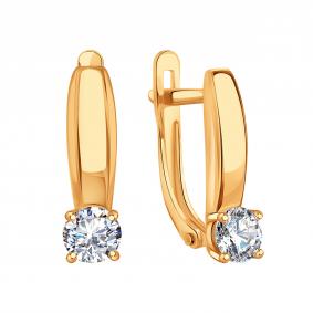 Золотые серьги Karatov Т10202В819 с фианитом Т10202В819 фото