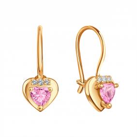 Золотые серьги Karatov Т10202В982 с фианитом Т10202В982 фото