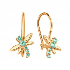 Золотые серьги Karatov Т10202В983 с фианитом Т10202В983 фото