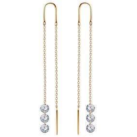 Золотые серьги Karatov Т10202Е358 с фианитом Т10202Е358 фото