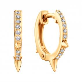 Золотые серьги Karatov Т10202Е433 с фианитом Т10202Е433 фото