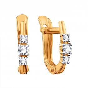 Золотые серьги Karatov Т10202Е444 с фианитом Т10202Е444 фото