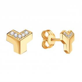 Золотые серьги Karatov Т10202Е457 с фианитом Т10202Е457 фото