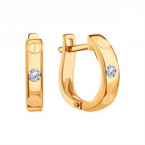Золотые серьги Karatov Т10202Е458 с фианитом Т10202Е458 фото