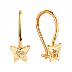 Золотые серьги Karatov Т10202Е515 с фианитом Т10202Е515 фото