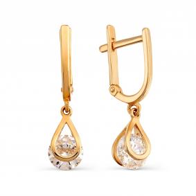 Золотые серьги Karatov Т102627537 с фианитом Т102627537 фото