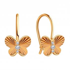 Золотые серьги Karatov Т10262Г930 с фианитом Т10262Г930 фото