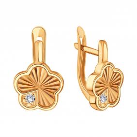 Золотые серьги Karatov Т10262Г931 с фианитом Т10262Г931 фото