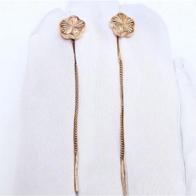 Золотые серьги Karatov Т10262Е025 с фианитом Т10262Е025 фото