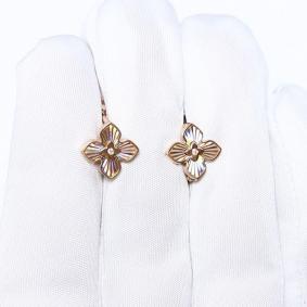 Золотые серьги Karatov Т10262Е385 с фианитом Т10262Е385 фото