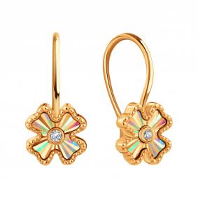 Золотые серьги Karatov Т10262Е598 с фианитом Т10262Е598 фото