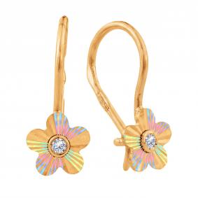 Золотые серьги Karatov Т10262Е610 с фианитом Т10262Е610 фото