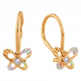 Золотые серьги Karatov Т10262Е611 с фианитом Т10262Е611 фото