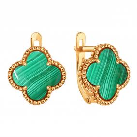 Золотые серьги Karatov Т10302Г059-03 с малахитом Т10302Г059-03 фото