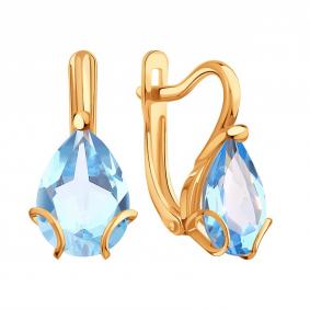 Золотые серьги Karatov Т10302Е193 с топазом Т10302Е193 фото