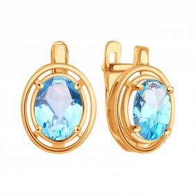 Золотые серьги Karatov Т10302Е194 с топазом Т10302Е194 фото