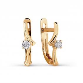 Золотые серьги Karatov Т107027394 с фианитом Т107027394 фото
