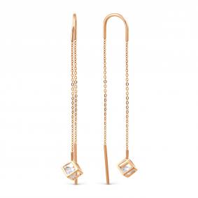 Золотые серьги Karatov Т107028573-1 с фианитом Т107028573-1 фото