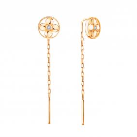 Золотые серьги Karatov Т10702В573 с фианитом Т10702В573 фото