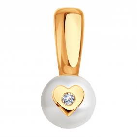 Золотая подвеска Karatov Т108036169 с фианитом и жемчугом Т108036169 фото