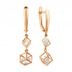 Золотые серьги Karatov Т117028571 с фианитом Т117028571 фото